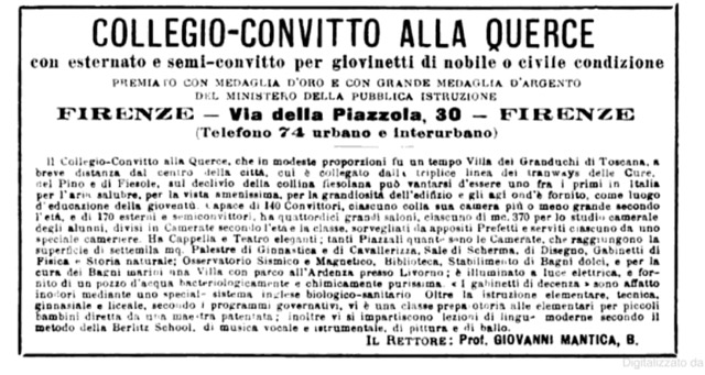 Pubblicità Collegio 1912 - 2
